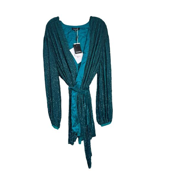 Retrofete NWT Gabrielle Sequin Robe Gown in Green Size XXL - Picture 2 of 7